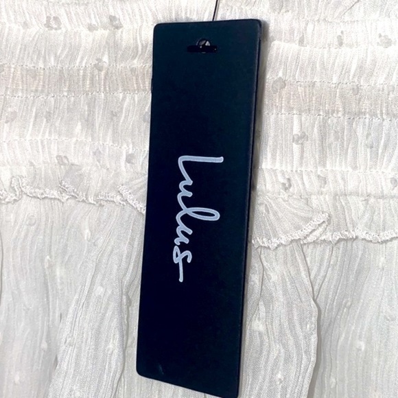 Lulus dreamy mood white Swiss dot tiered midi dress. Polyester. Size Small. - Picture 13 of 14